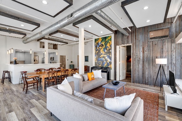 The open living space in The Ivories suite