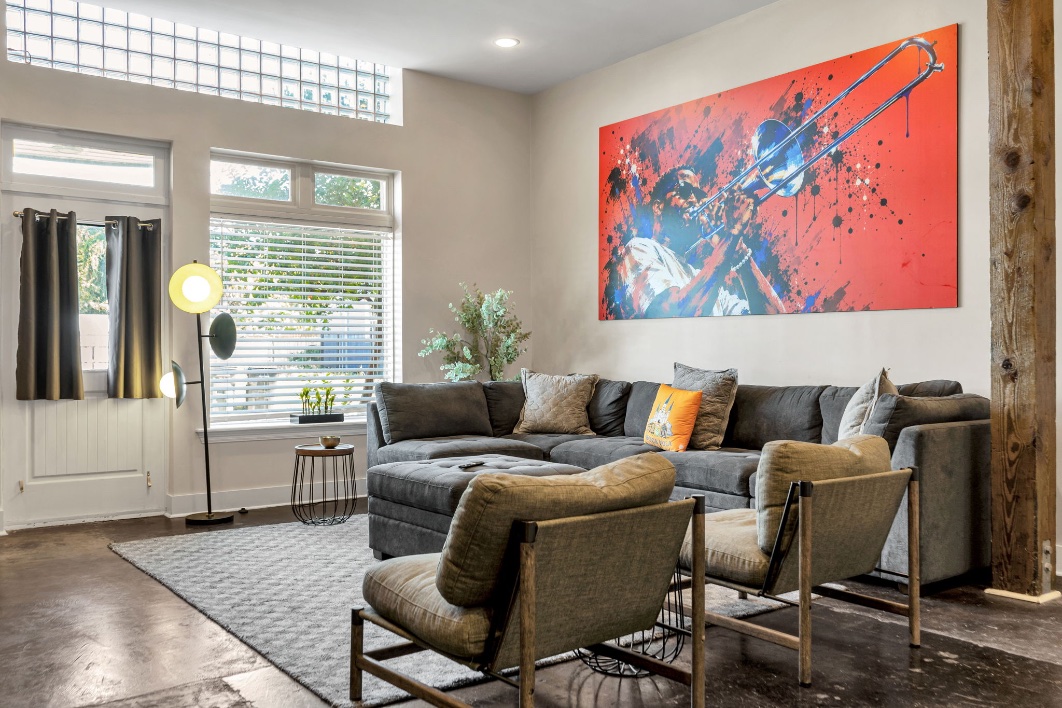 The living space in The Slide suite