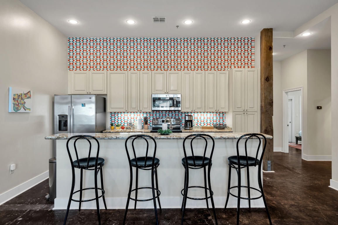 The kitchen in The Slide suite