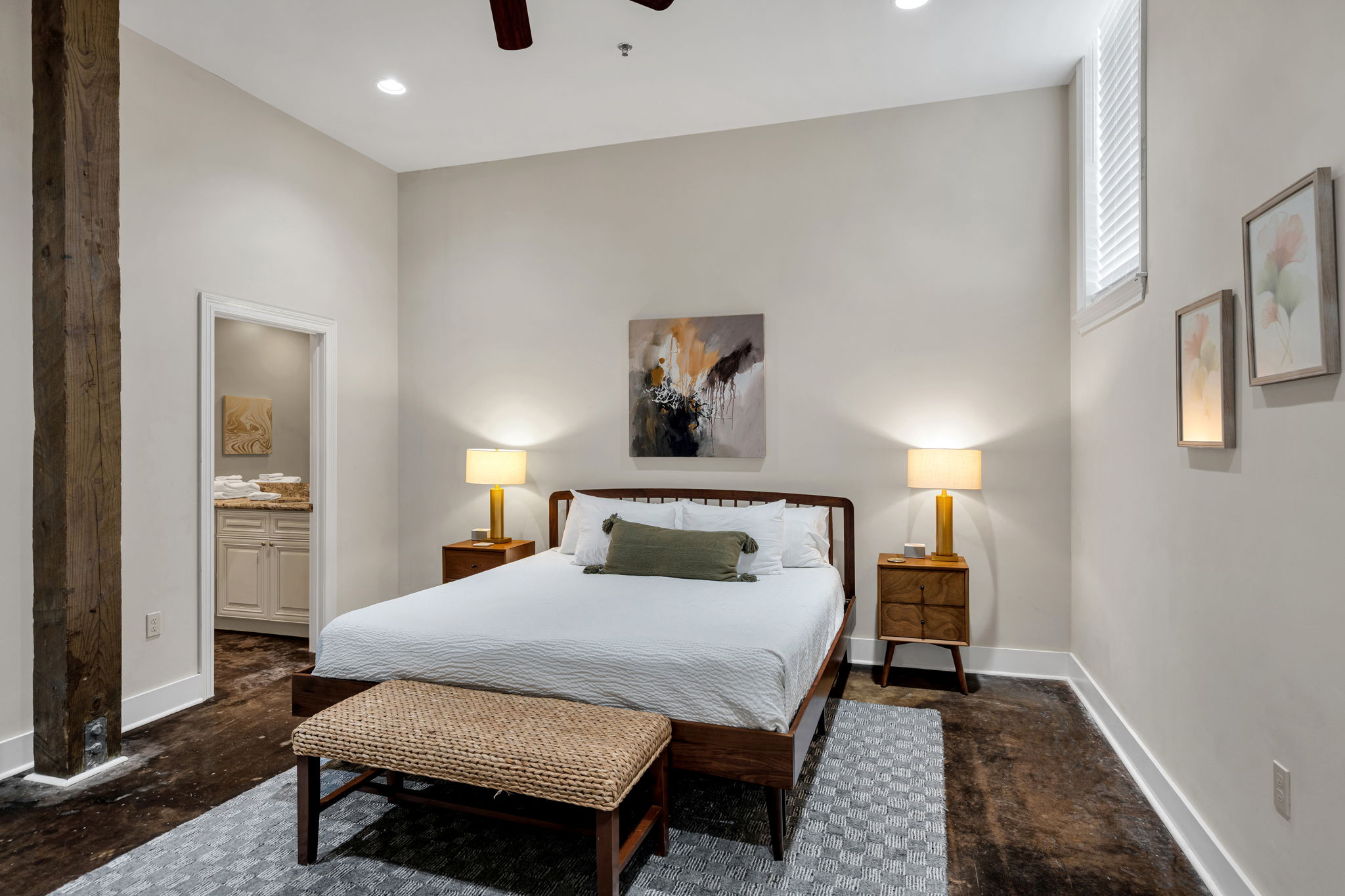Bedroom one in The Slide suite