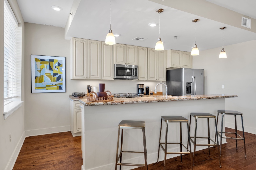The kitchen in The Bell suite