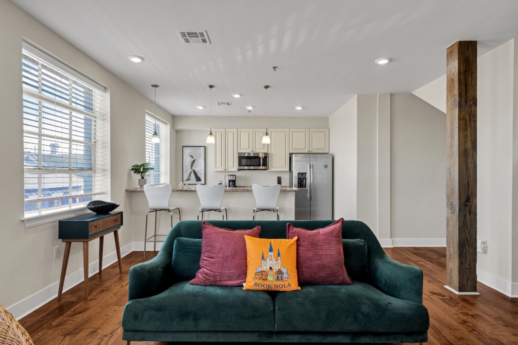 The living space in The Licorice suite