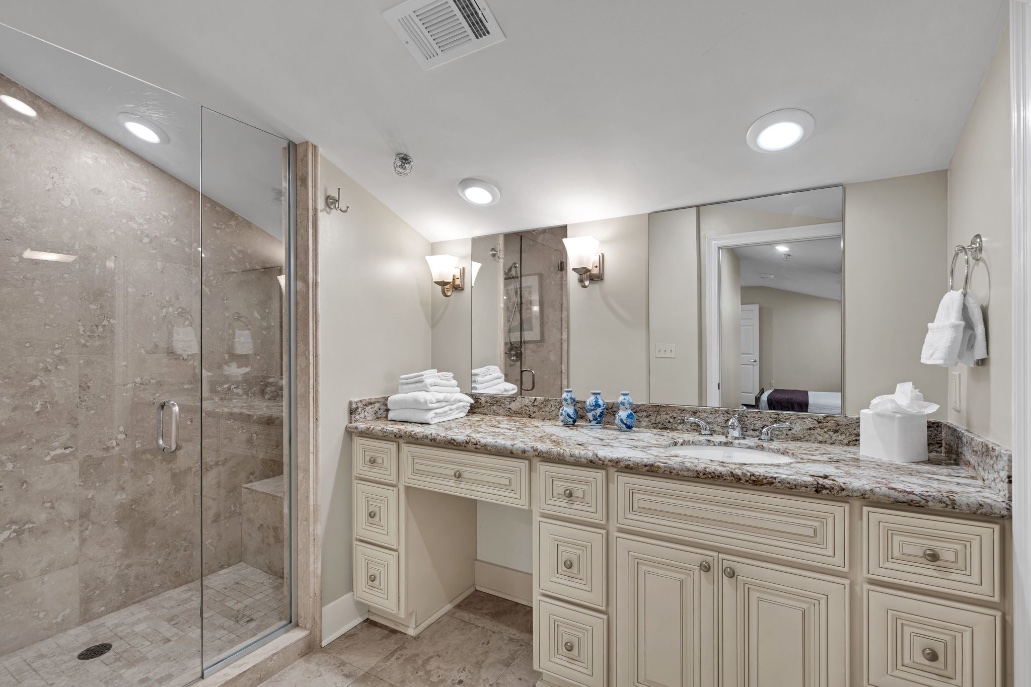 Bathroom one in The Licorice suite