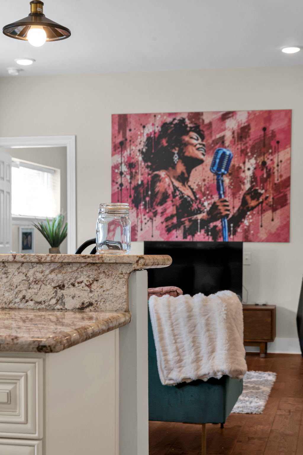 The Soul mural above the kitchen bar in The Soul suite