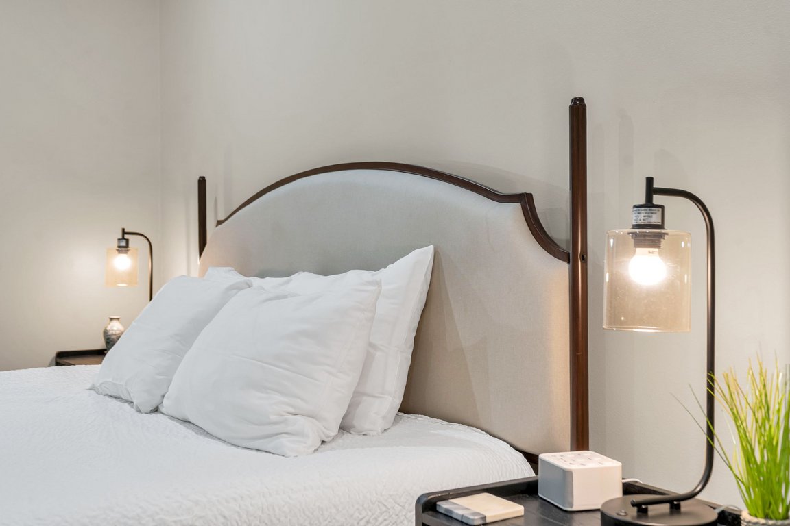 The bedside lamps in The Delta suite